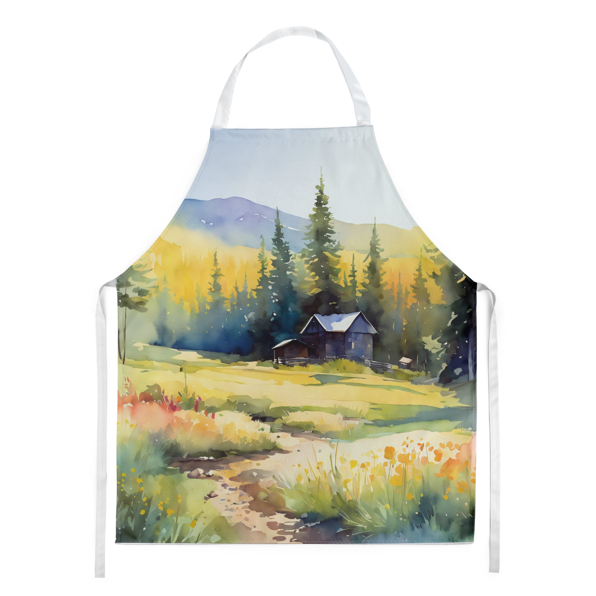 Montana Bitterroot in Watercolor Apron 27 in x 30 in