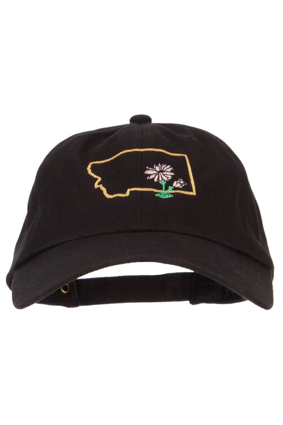 Montana Bitterroot with Map Embroidered Unstructured Washed Cap - Black OSFM