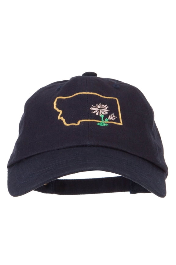 Montana Bitterroot with Map Embroidered Unstructured Washed Cap - Navy OSFM