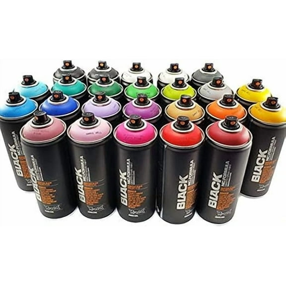 Montana Black 400ml Complete Artist Set of 24 New Aerosol Spray Paint Kit for Professional Crafting Street Art Murals and Stencils