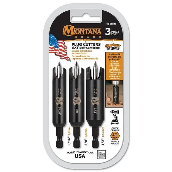 Montana Brand Tools Self Centering Wood Plug Cutters 3Pc