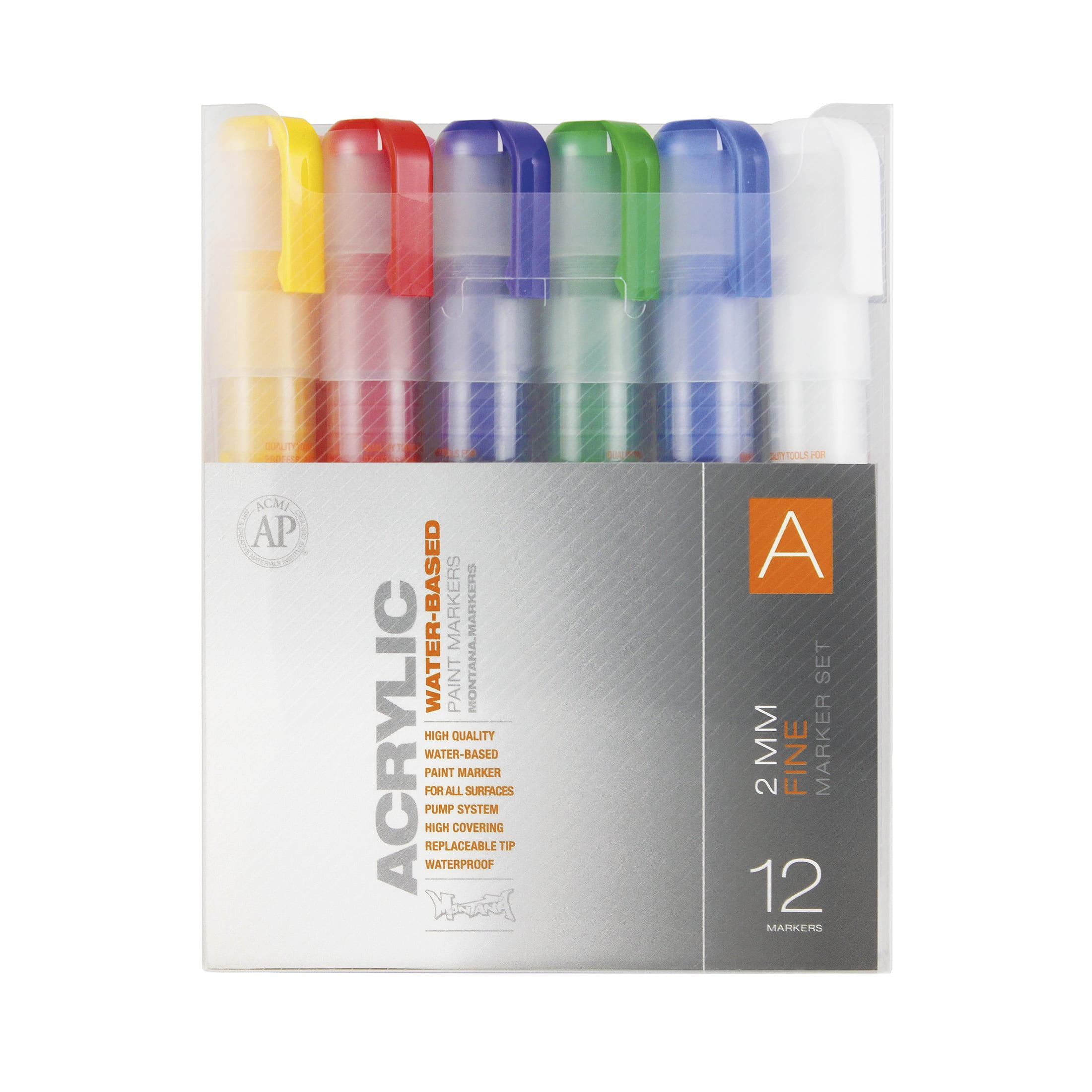 Montana Cans Acrylic Marker Set A, Fine, 12-Colors