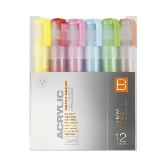 Montana Cans Acrylic Marker Set B, Fine, 12-Colors
