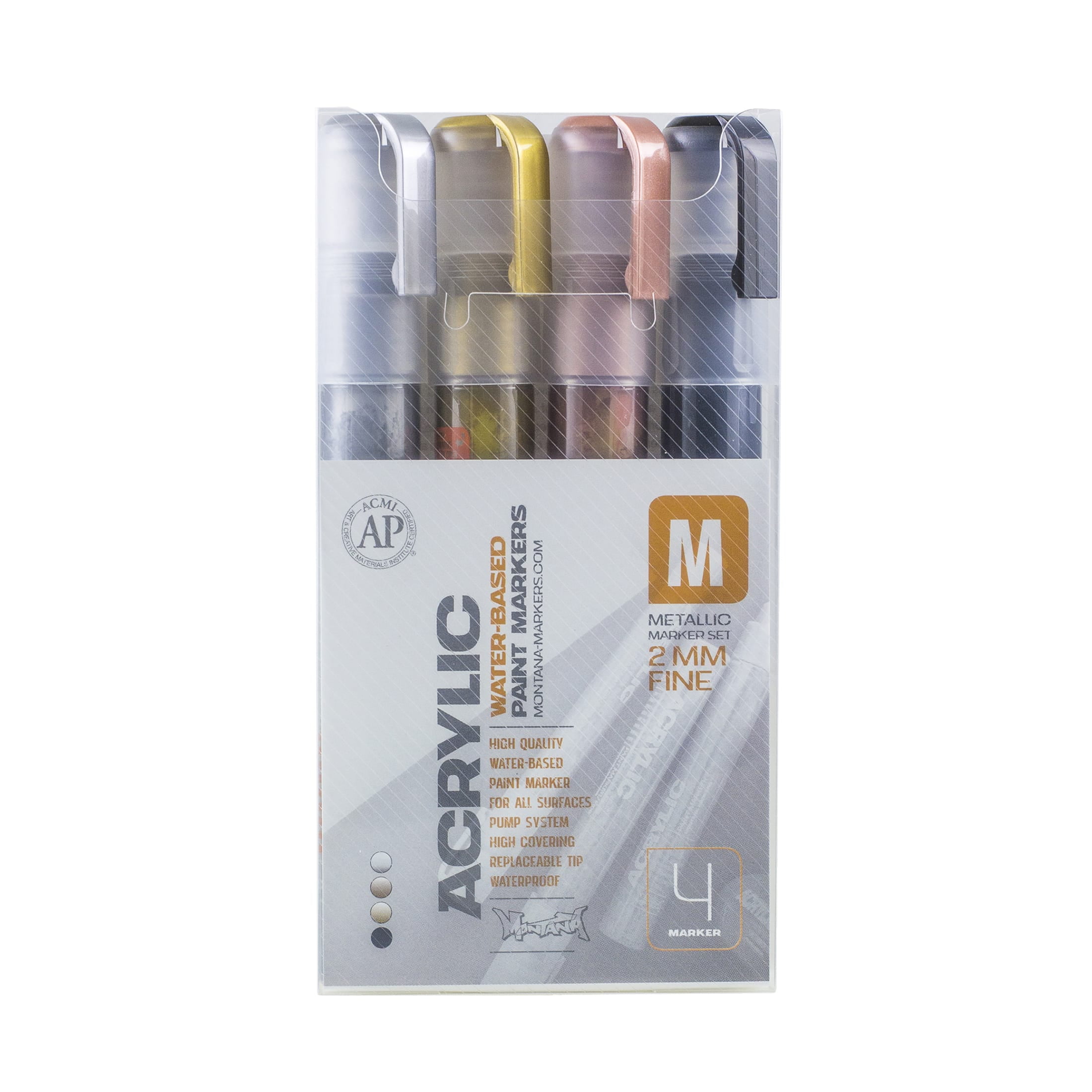 TOOLI-ART Metallic Acrylic Paint Pens 24 Marker Set 0.7mm & 3.0mm Combo