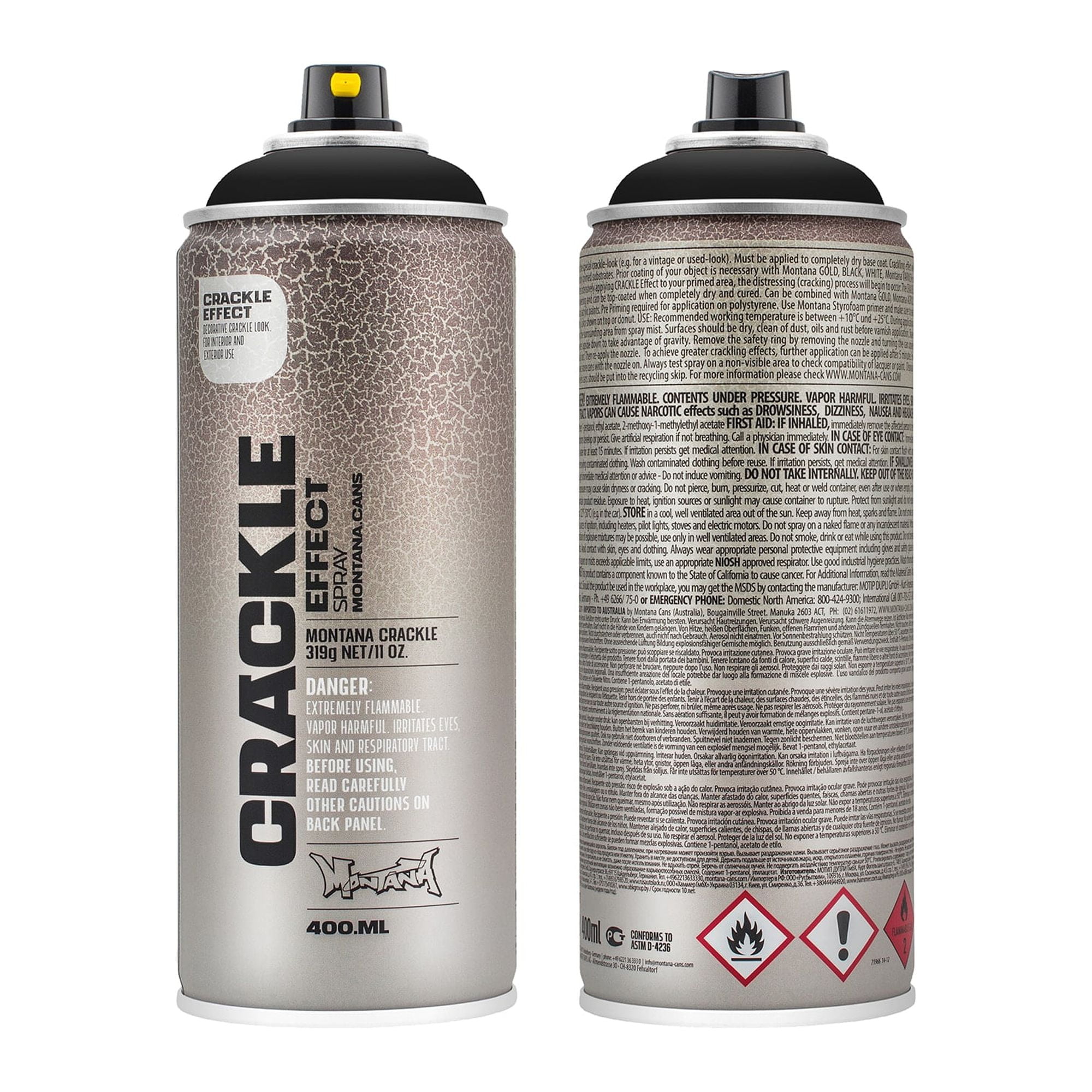Montana Cans CRACKLE EFFECT Spray Paint, 400ml, Traffic Black