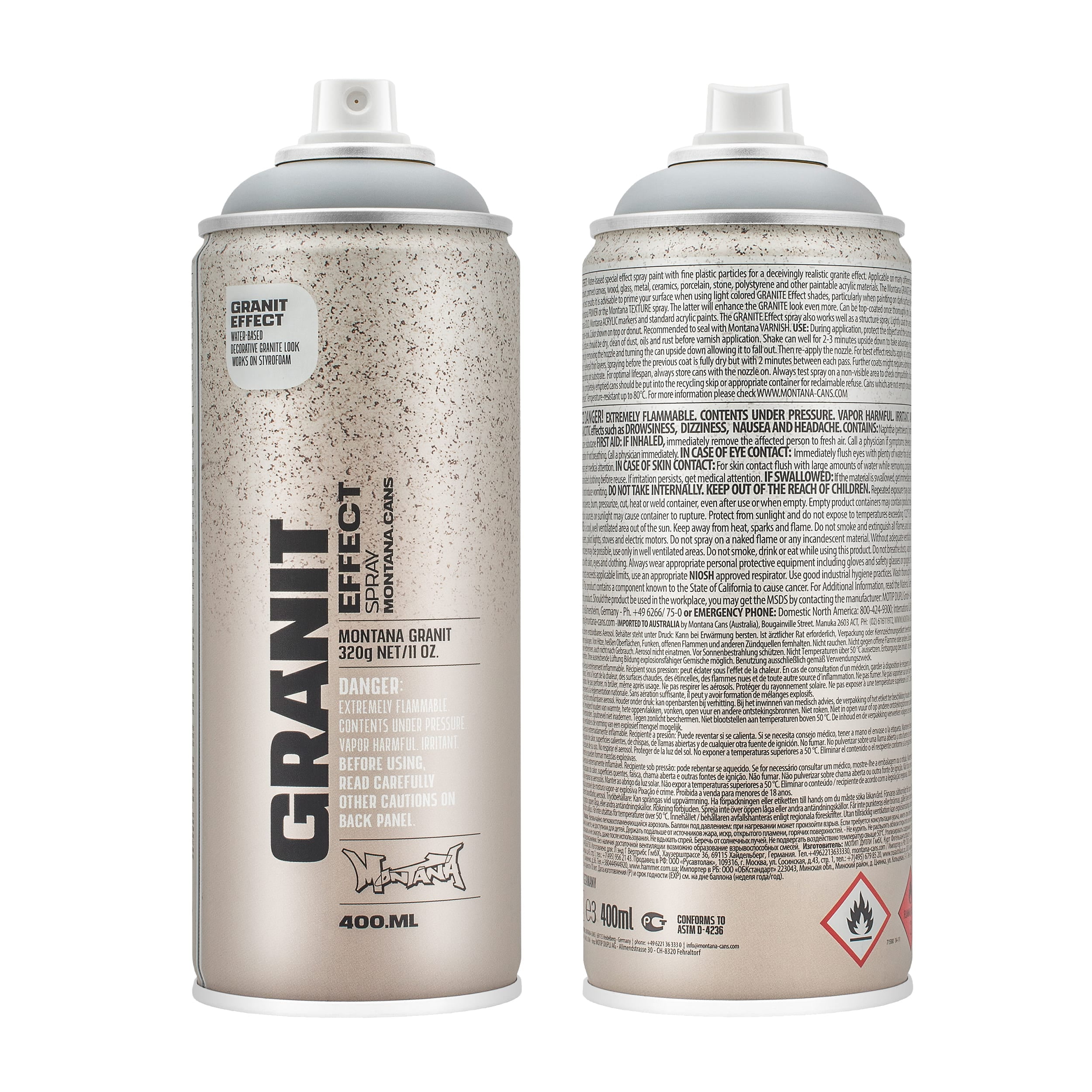 Montana Cans GRANIT EFFECT Spray Paint, 400ml, Light Grey