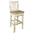 thumbnail image 1 of Montana Collection Barstool w/ Back, Clear Lacquer Finish w/ Upholstered Seat, Buckskin Pattern, 1 of 2