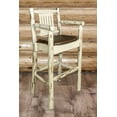 thumbnail image 1 of Montana Collection Barstool w/ Back, Clear Lacquer Finish w/ Upholstered Seat, Saddle Pattern, 1 of 4