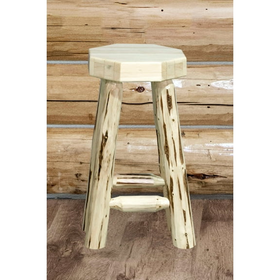 Montana Collection Counter Height Backless Barstool, Clear Lacquer Finish