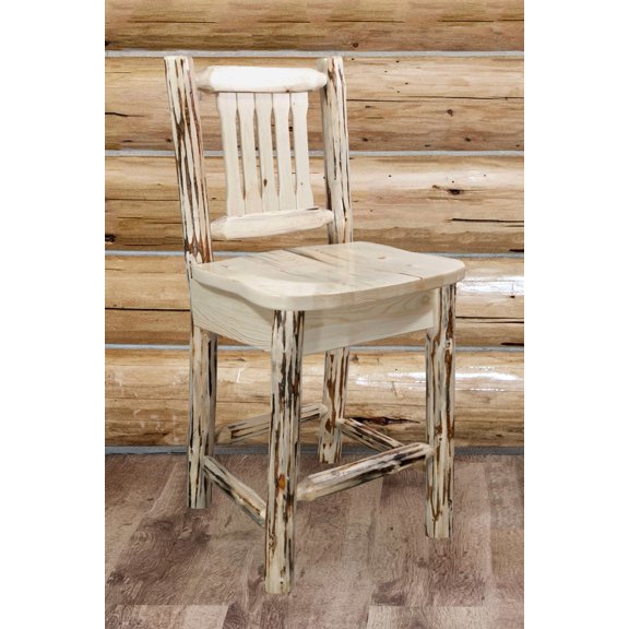Montana Collection Counter Height Barstool w/ Back, Ready to Finish