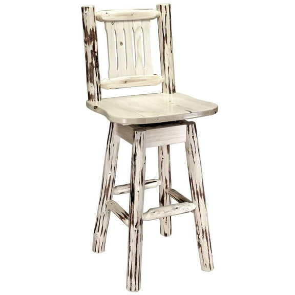 Montana Collection Counter Height Barstool w/ Back & Swivel, Clear Lacquer Finish