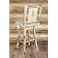 thumbnail image 1 of Montana Collection Counter Height Barstool w/ Back & Swivel w/ Laser Engraved Pine Tree Design, Clear Lacquer Finish, 1 of 9