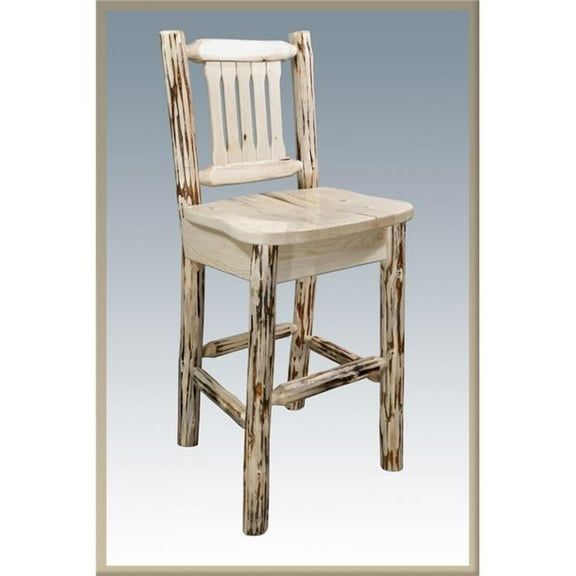 Montana Collection Counter Height Barstool with Back - Saddle Upholstery