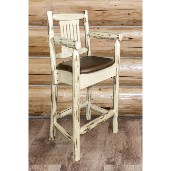 Montana Collection Counter Height Captain's Barstool - Saddle Upholstery, Ready to Finish