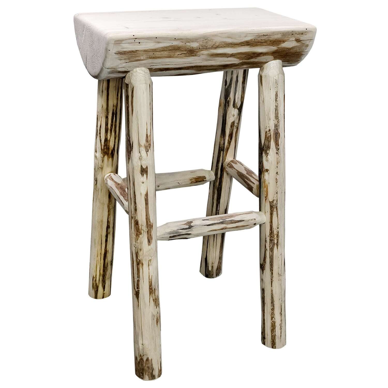 Natural Lodge Pole Pine Counter Height Half Log Barstool