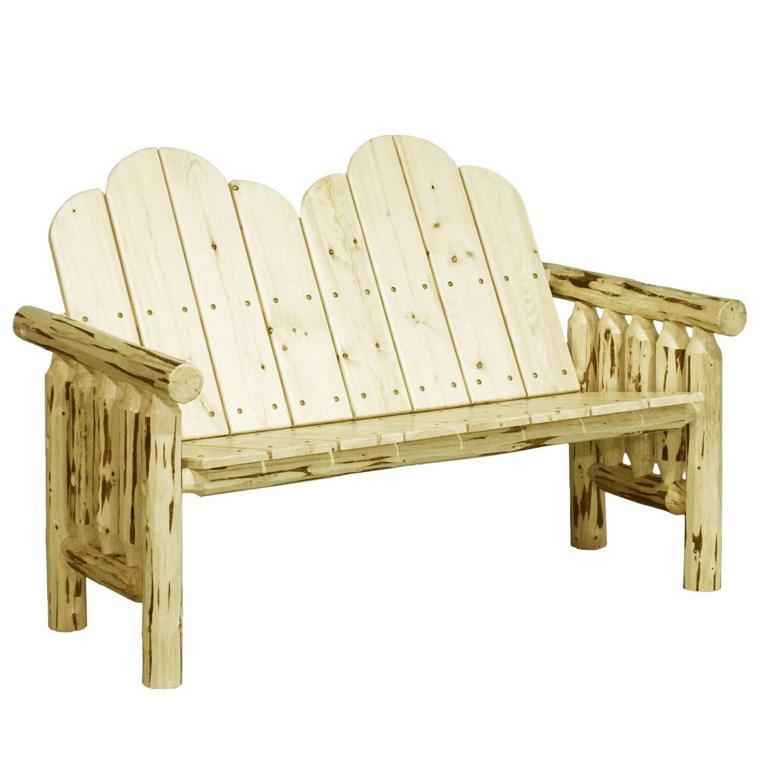 Rustic Pine 2-Person Handcrafted Deck Bench, Exterior Finish