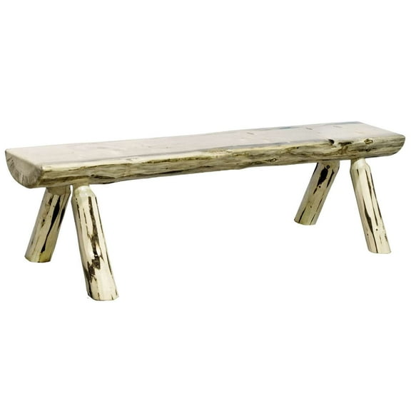 Montana Collection Half Log Bench, Clear Lacquer Finish, 5 Foot