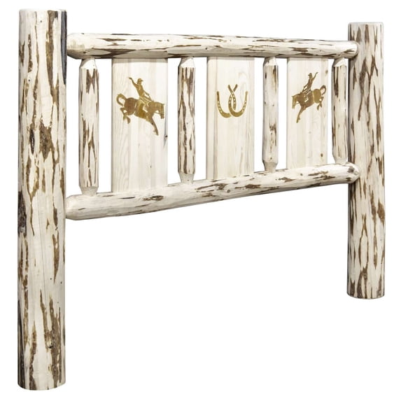 Montana Collection King Headboard w/ Laser Engraved Bronc Design, Ready to Finish