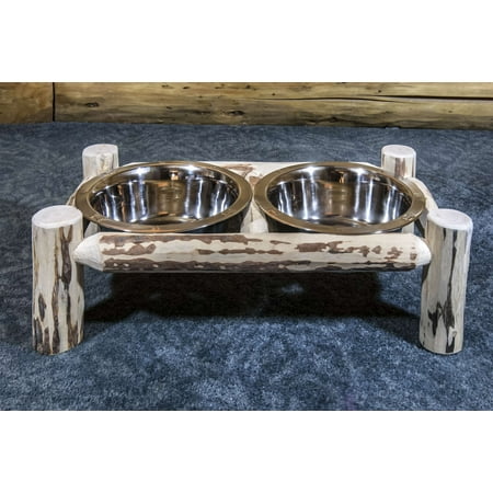 Montana Collection Large Pet Feeder, Clear Lacquer Finish