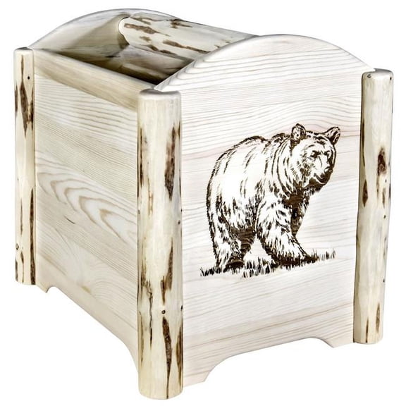 Montana Collection Magazine Rack with Laser Engraved Bear Design