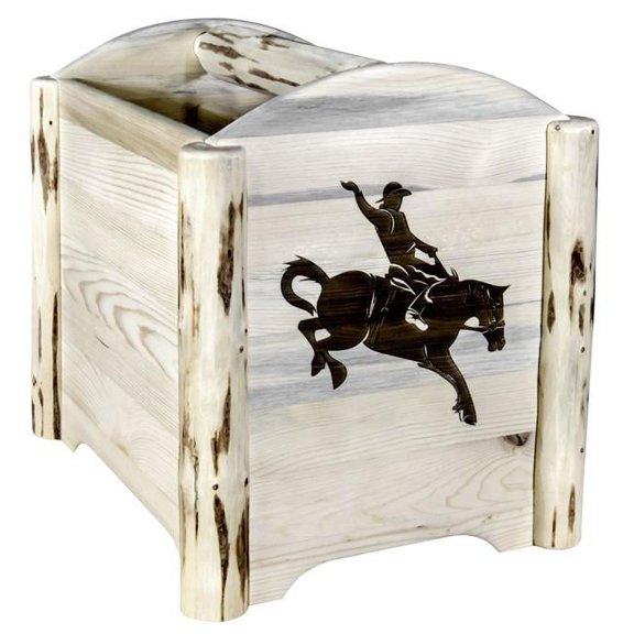 Montana Collection Magazine Rack with Laser Engraved Bronc Design