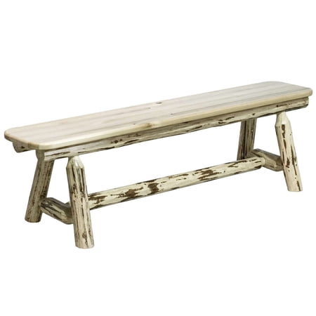 Montana Collection Plank Style Bench, 6 Foot, Clear Lacquer Finish