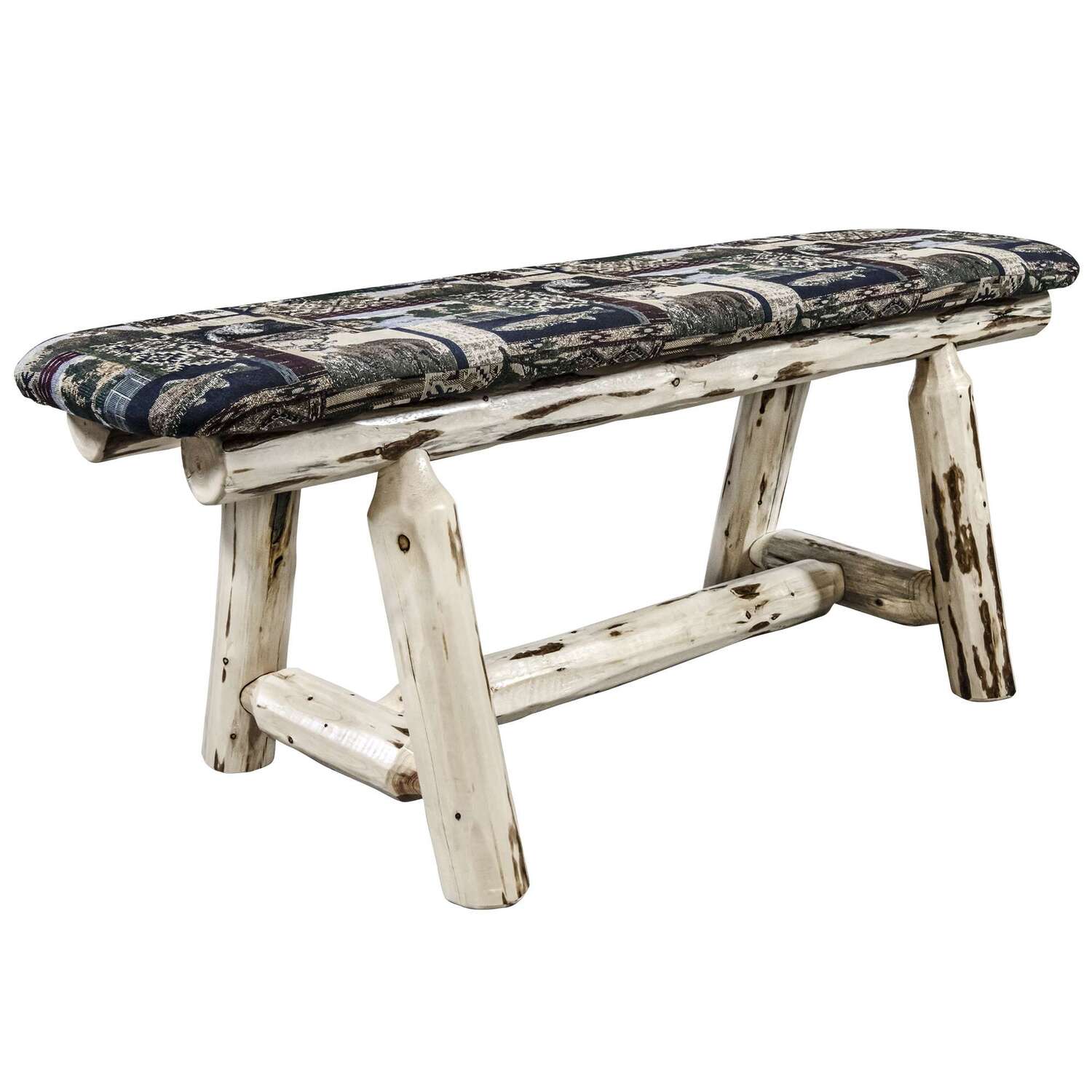 Montana Collection Plank Style Bench Clear Lacquer Finish 45 Inch W 