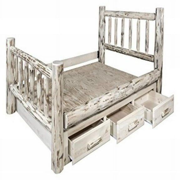 Montana Collection Queen Bed w/ Storage, Clear Lacquer Finish