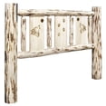 thumbnail image 1 of Montana Collection Queen Headboard w/ Laser Engraved Wolf Design, Ready to Finish, 1 of 4