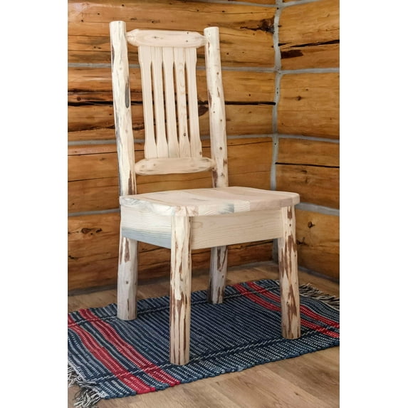 Montana Collection Side Chair, Clear Lacquer Finish w/ Ergonomic Wooden Seat