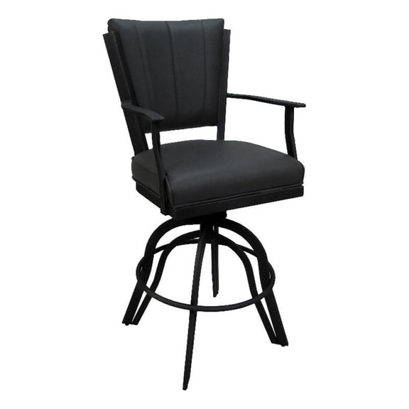 Montana Counter 26" Swivel Metal Bar Stool - Gray Vinyl - Black Frame