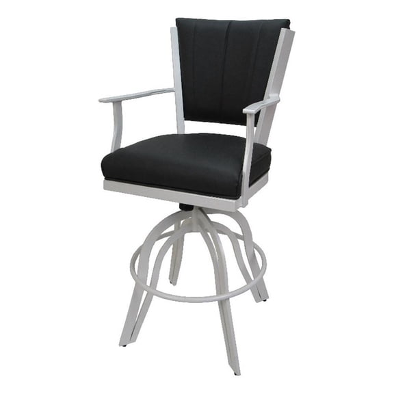 Montana Counter 26" Swivel Metal Bar Stool - Gray Vinyl - White Frame