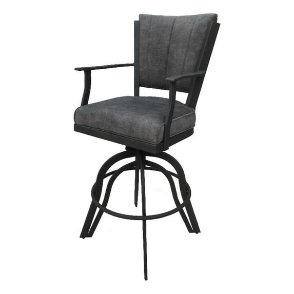 Montana Counter 26" Swivel MetalBarStool-Outlier Charcoal Gray Fabric-Gray Frame