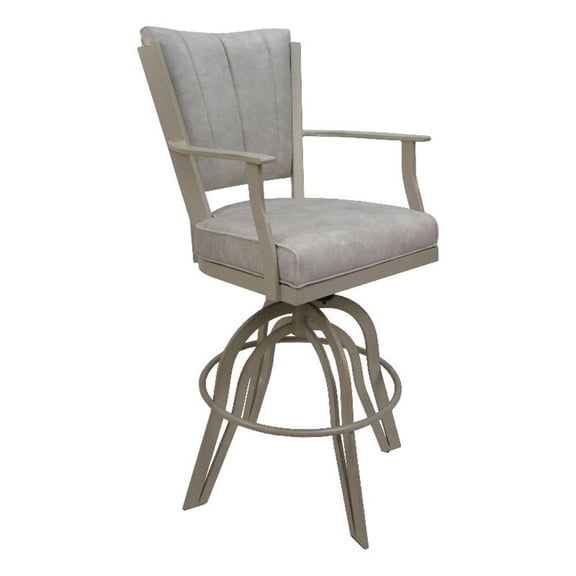 Montana Counter 26" Swivel MetalBarStool-Outlier Stucco Beige Fabric-Beige Frame