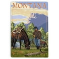 thumbnail image 1 of Montana, Cowboy and Horse in Spring (12x18 Aluminum Art, Indoor Outdoor Metal Sign Decor), 1 of 5