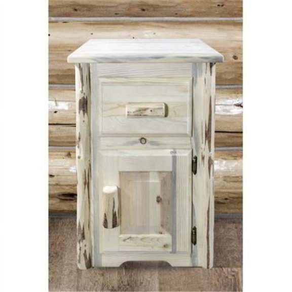 Montana Entry Table with Drawer & Door, Clear Lacquer