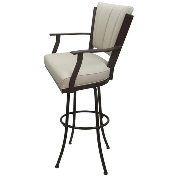 Montana Extra Tall 34" (35") Metal Bar Stool - Noam Base - Ocean Beige - Coffee