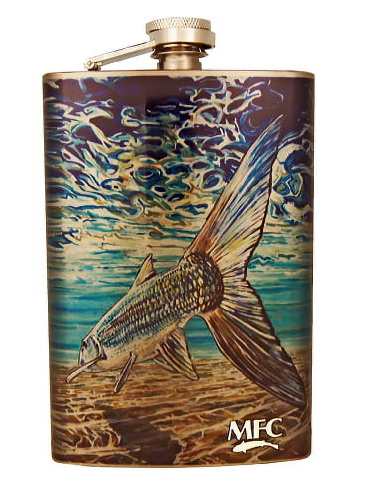 Montana Fly Company Stainless Steel Hip Flask - Maddox's Brown Trout Xl  Skin 10oz 
