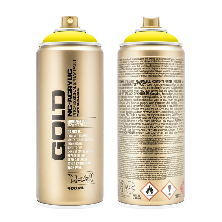 Montana GOLD Acrylic Spray Paint 400ml 100% Yellow
