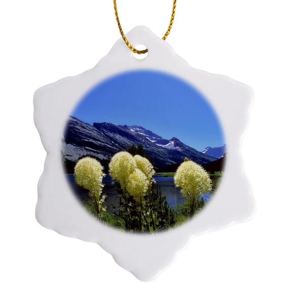 3drose, Montana, Glacier Np Bear Grass, Swiftcurrent Lake - Us27 Rer0032 - Ric Ergenbright, 3 inch Snowflake Porcelain Ornament