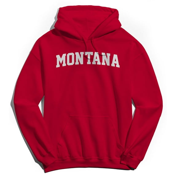 Montana Graphic Red Men's Cotton Pullover Hoodie