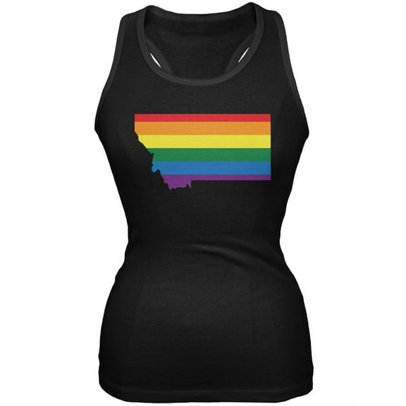 Montana LGBT Lesbian Pride Rainbow Black Juniors Soft Tank Top - 2X-Large