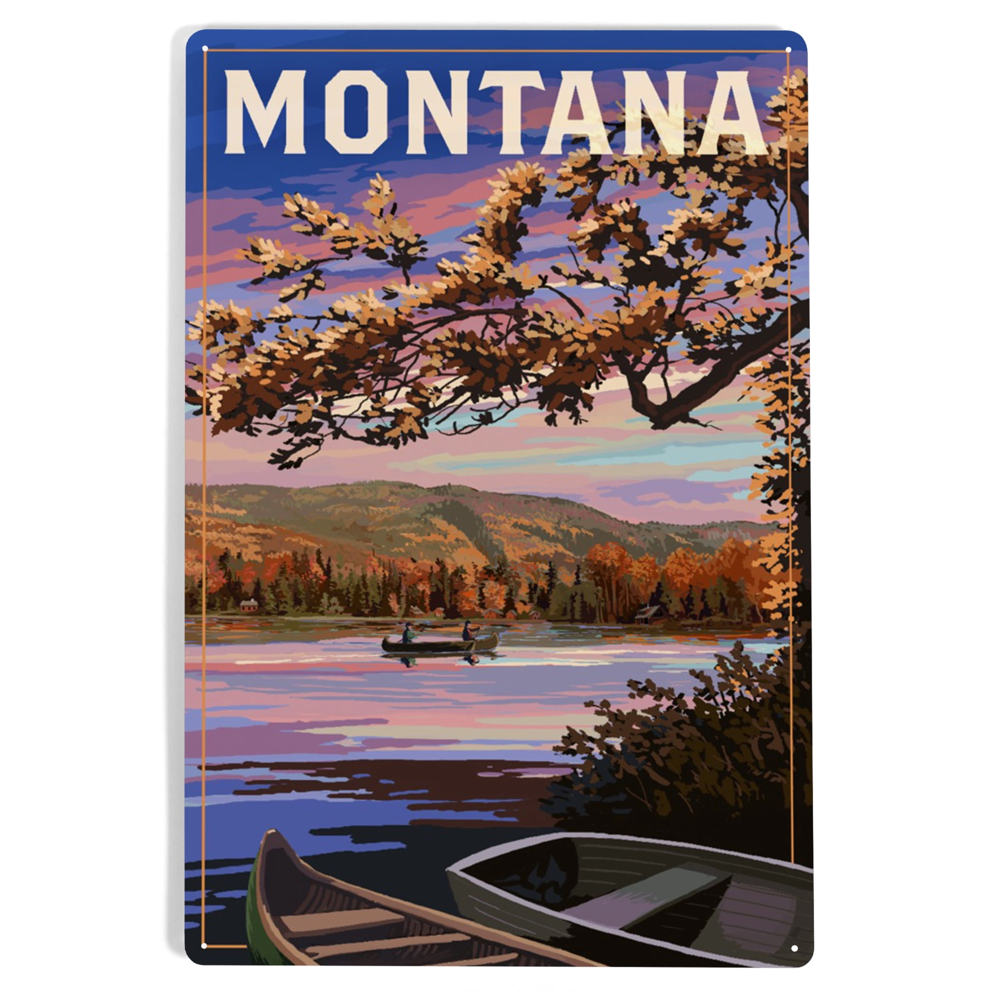Montana, Lake Sunset Scene (12x18 Aluminum Art, Indoor Outdoor Metal ...