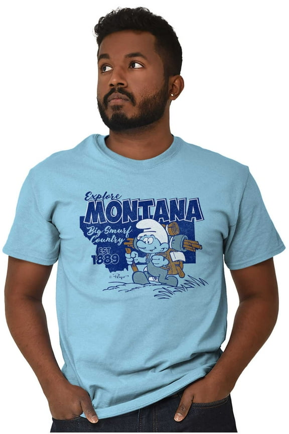 Montana MT Big Smurf Country Hiking Men's Graphic T Shirt Tees Brisco Brands L