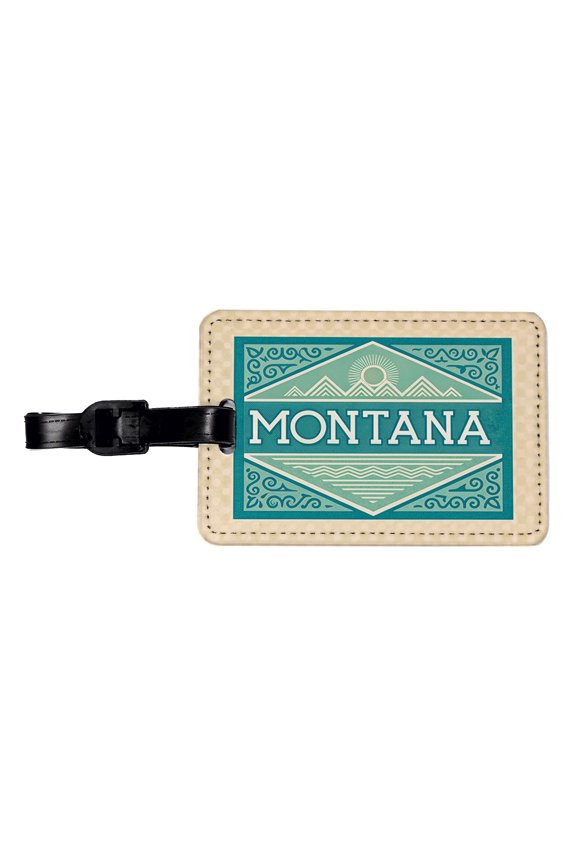 Montana MT State Travel Vacation Stamp Faux Leather Travel Luggage Tag