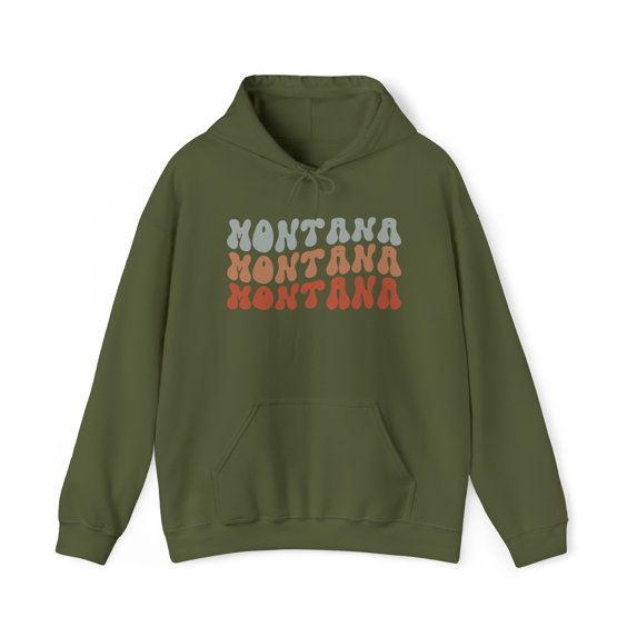Montana Moving Away Retro 70s Hoodie, Gifts, Hooded Sweatshirt