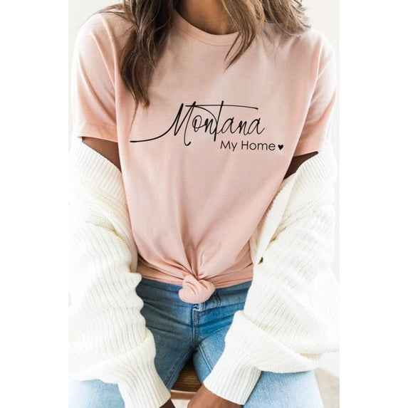 Montana My Home Heart State Graphic Tee T-Shirt