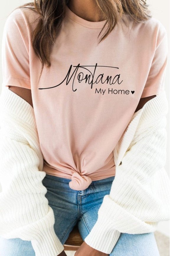 Montana My Home Heart State Graphic Tee T-Shirt