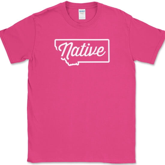 Montana Native T-Shirt Funny Humor State Pride Geography Tee - Pink, 3XL