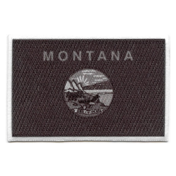 Montana Patch State Flag Grayscale Embroidered Iron On